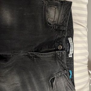 Brand new Zara skinny black jeans with a black and white pattern at the bottom